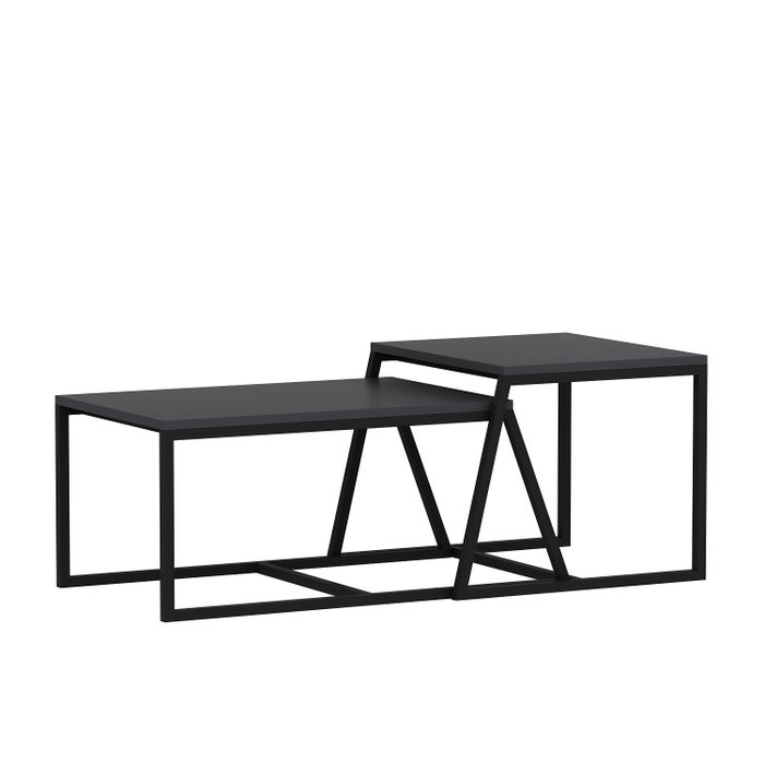 Hanah Home Mesa de Centro Antracita con Estantes Hanah Home Mesa de Centro Antracita con Estantes